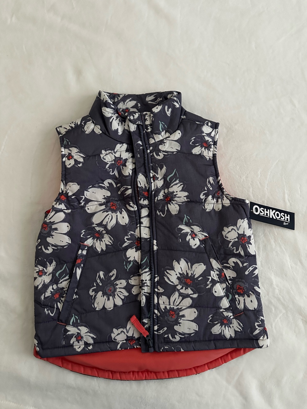 OshKosh B'gosh Navy Floral Quilted Vest